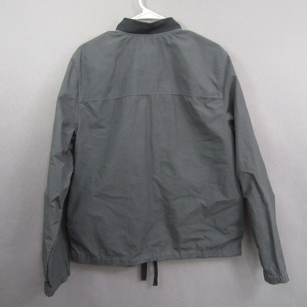 Gap‎ Mens Bomber Jacket L Gray Snap Button Lightweight Drawstring Hem